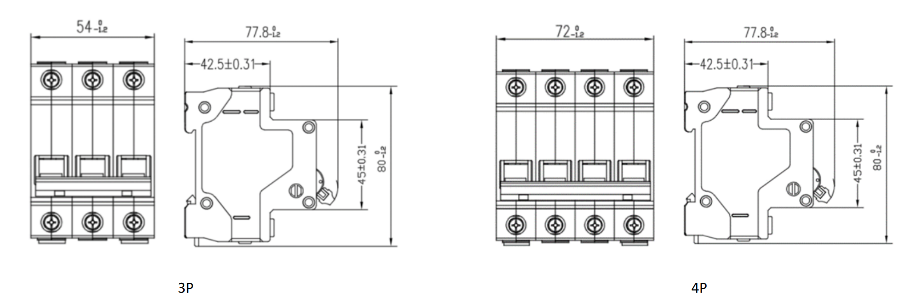 Product Dimensions of DZ47-63 Series Miniature Circuit Breaker-2