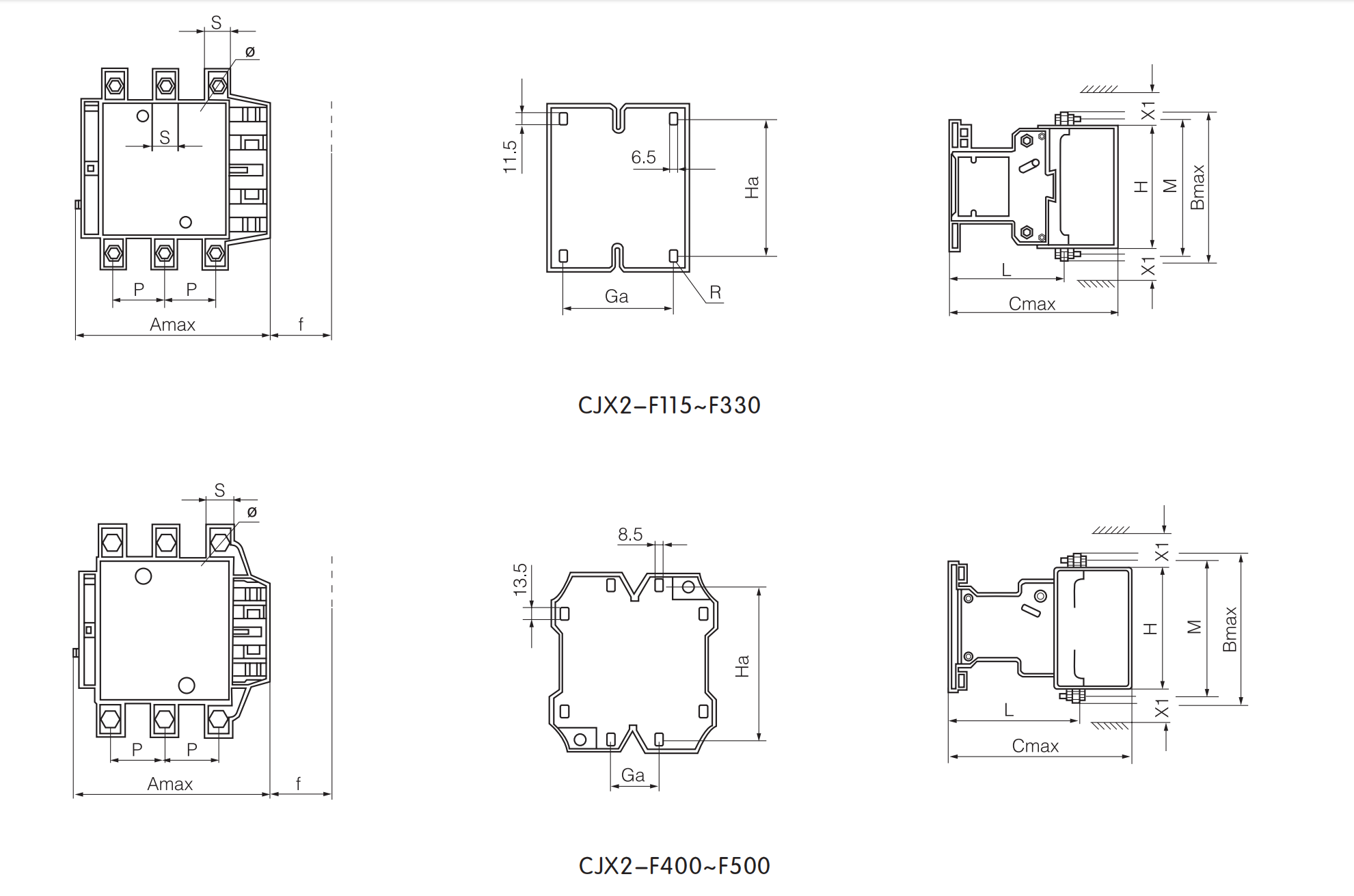 Dimension of CJX2-F AC Contactor-1