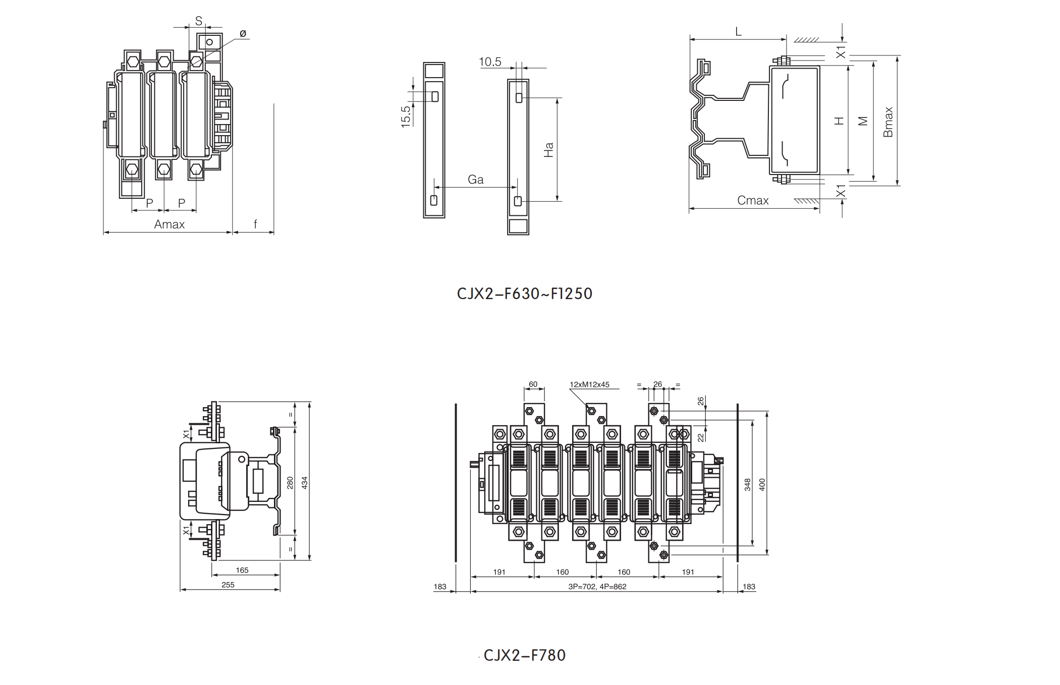 Dimension of CJX2-F AC Contactor-2