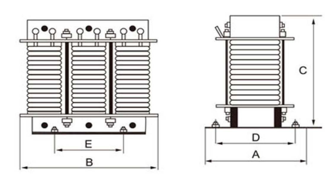 Dimension of DLRG Series Three Phase Shunt Reactor