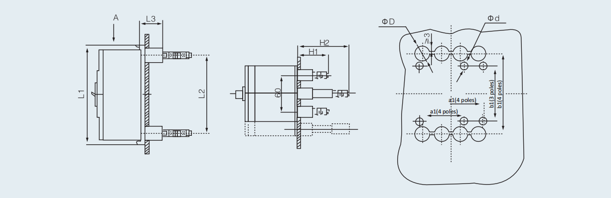 Installation Dimensions of DLM1LE Series Moulded Case Circuit Breaker With Leakage Protection-1