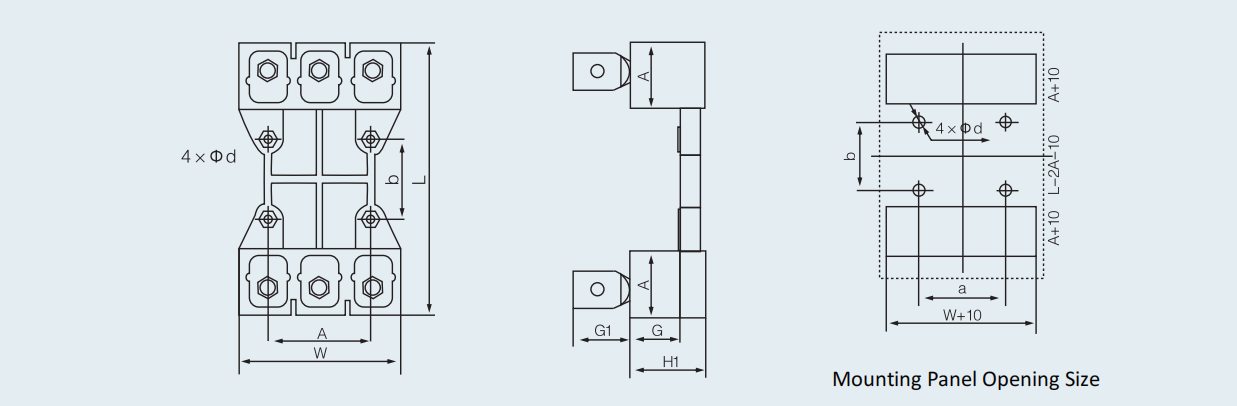 Installation Dimensions of DLM1LE Series Moulded Case Circuit Breaker With Leakage Protection-2