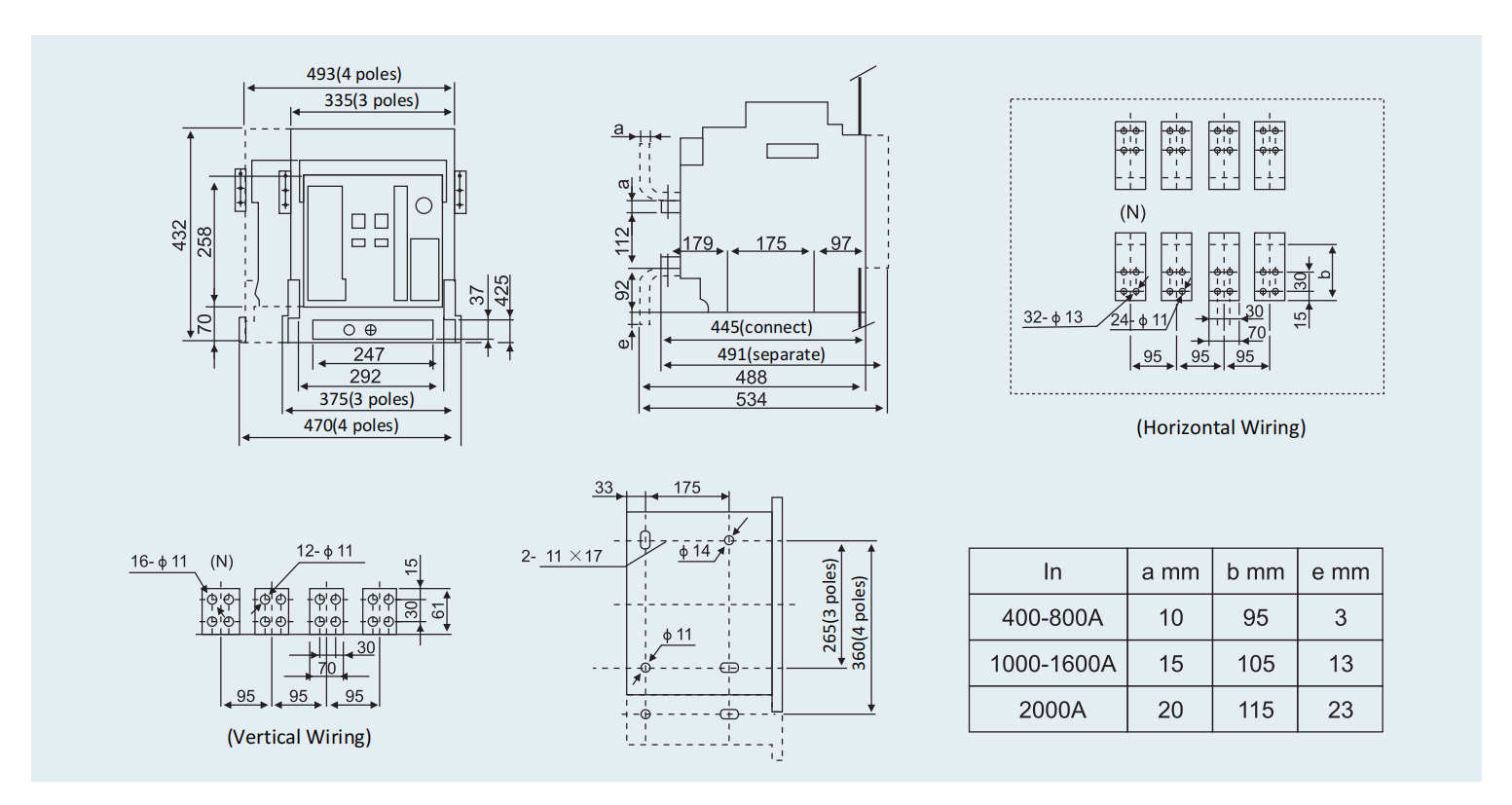 Installation Dimensions of DLW Series Intelligent Universal Type Air Circuit Breaker (ACB)-3