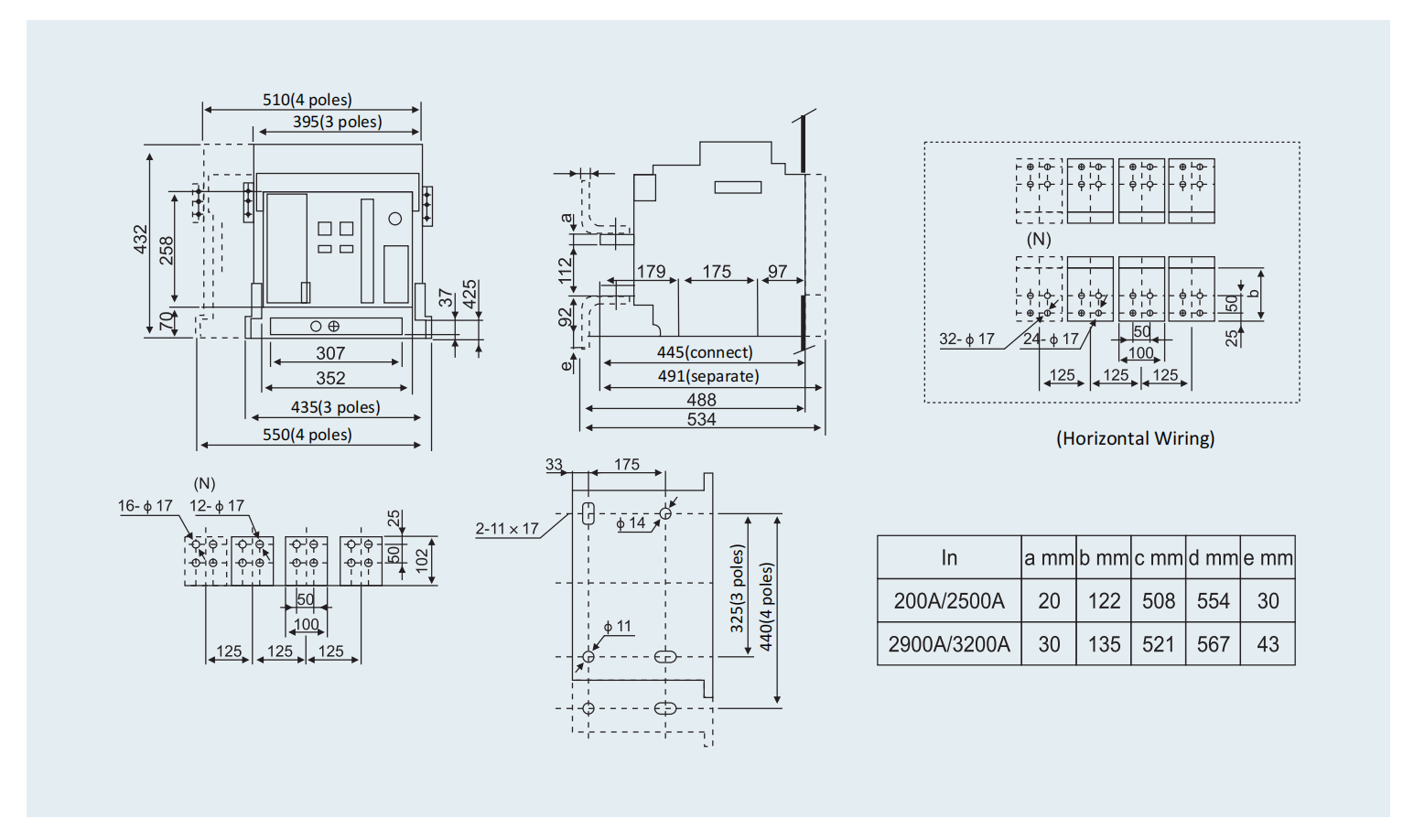 Installation Dimensions of DLW Series Intelligent Universal Type Air Circuit Breaker (ACB)-4