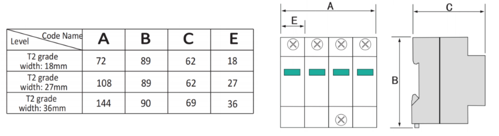 Shape & Size of DLSPD-2 Series Surge Protective Device (AC SPD)