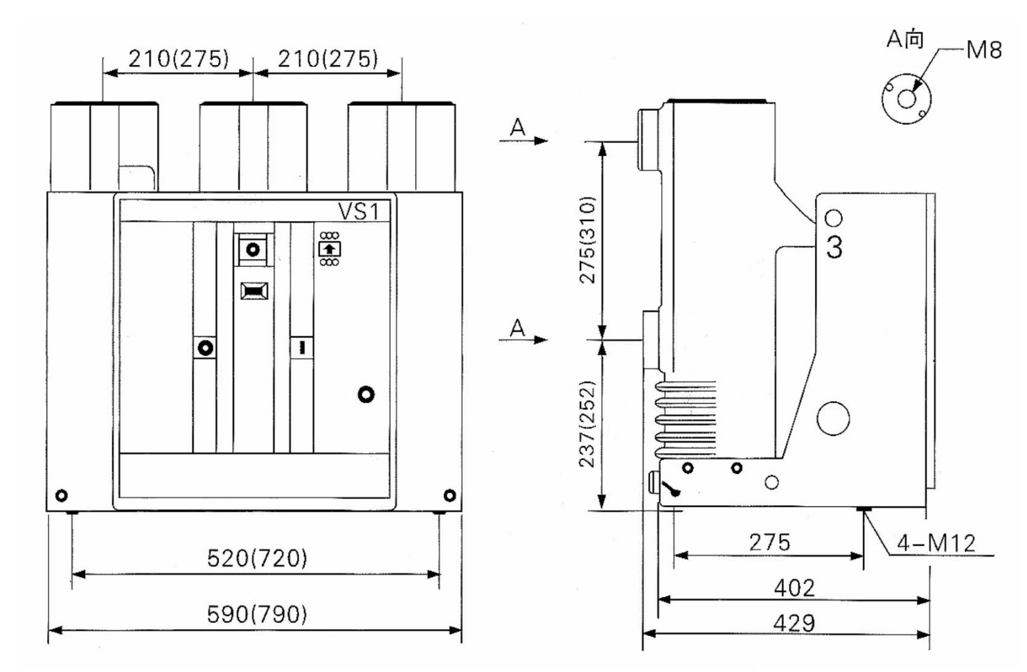 Dimension diagram of DLVS1-2